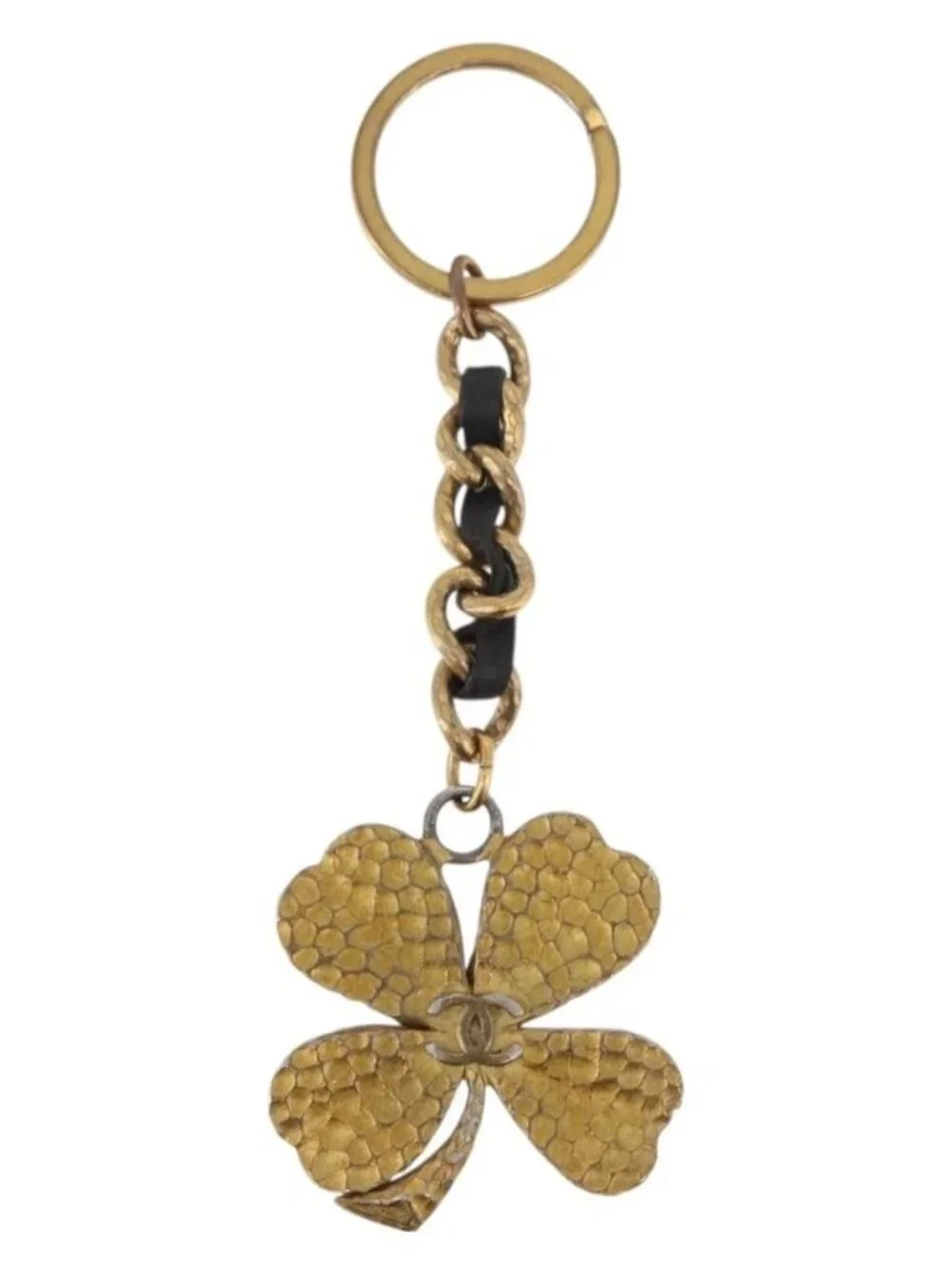 CHANEL COCO Mark Key Ring Charm metal Gold CC Auth bs34873